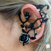 Сережка кафф Чорна троянда